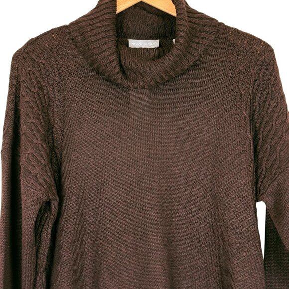 Evolution Stitch Fix Madi Cable Knit Turtleneck Sweater Sz Large Brown NWT - Picture 2 of 11